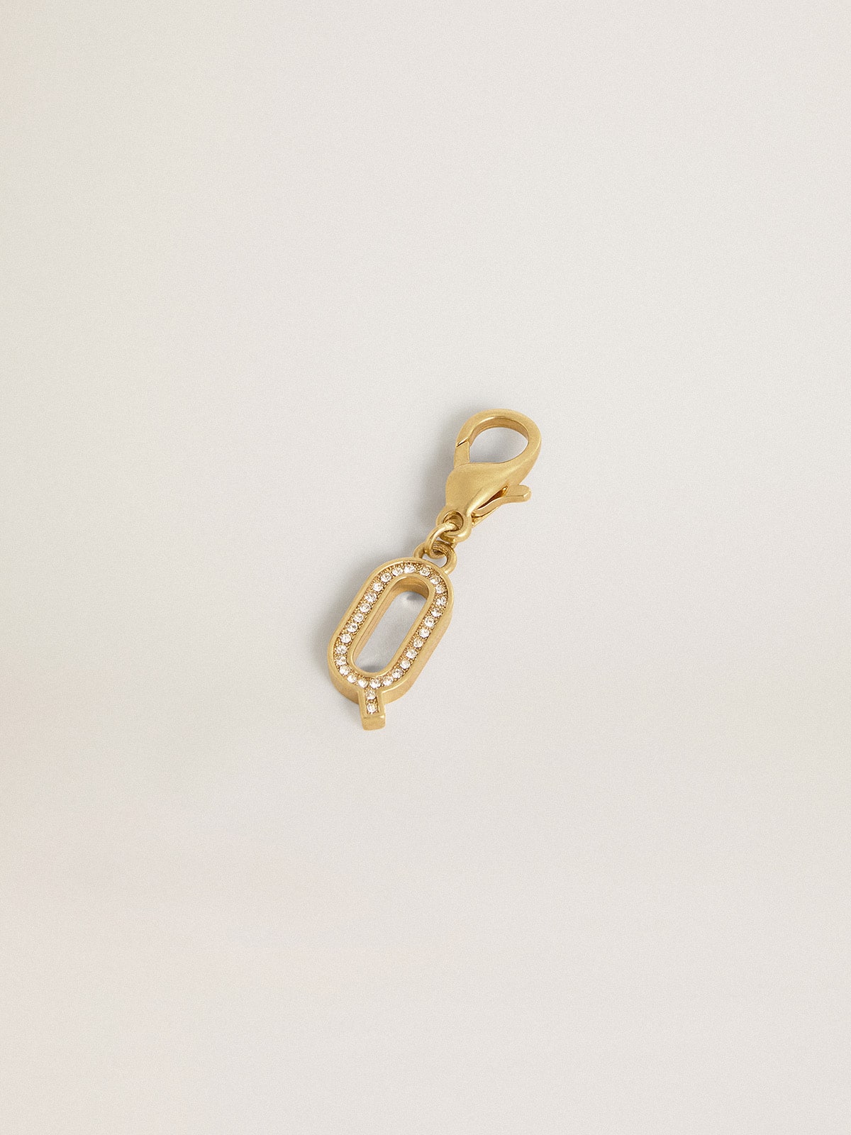 Letter Q charm in gold-colored brass with crystals - Golden Goose Women