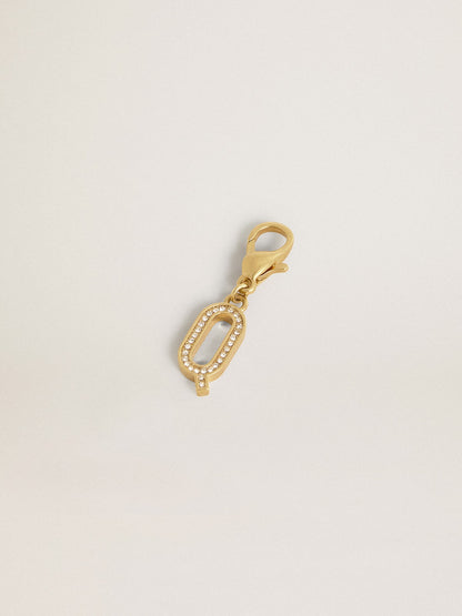 Letter Q charm in gold-colored brass with crystals - Golden Goose Women