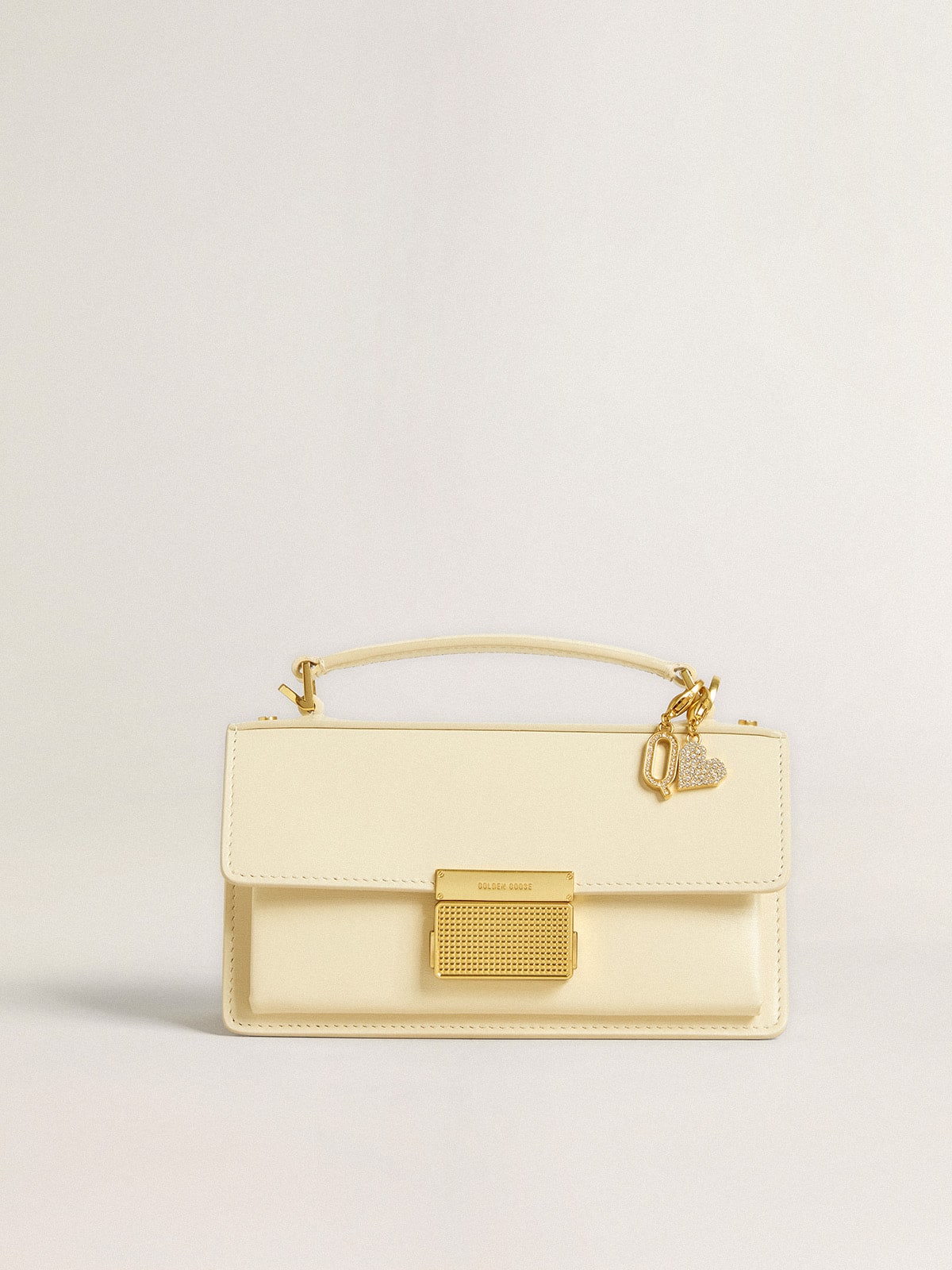 Letter Q charm in gold-colored brass with crystals - Golden Goose Women
