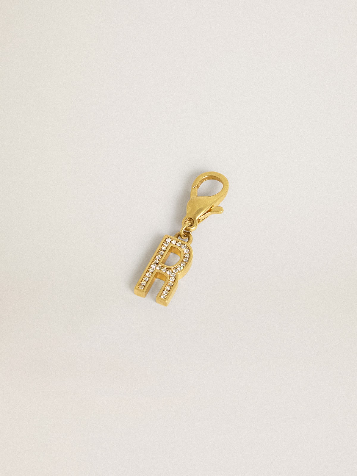 Letter R charm in gold-colored brass with crystals - Golden Goose Women