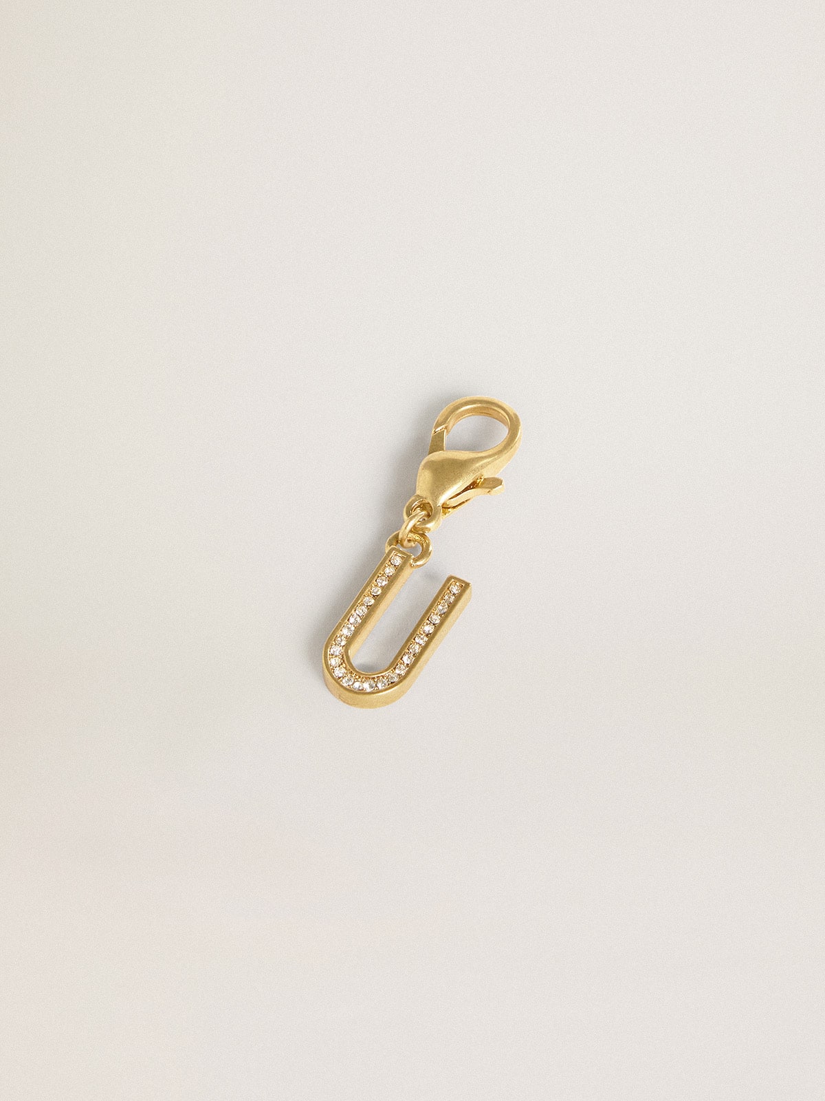 Letter U charm in gold-colored brass with crystals - Golden Goose Women