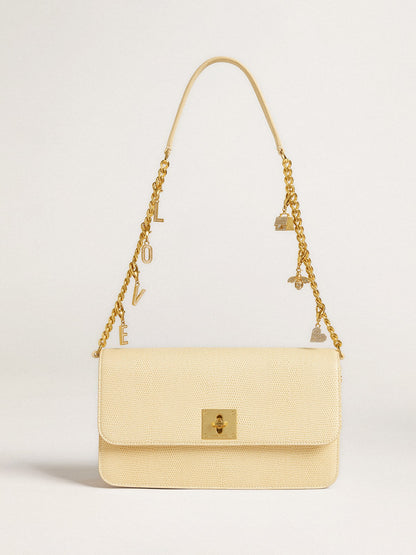Letter V charm in gold-colored brass with crystals - Golden Goose Women