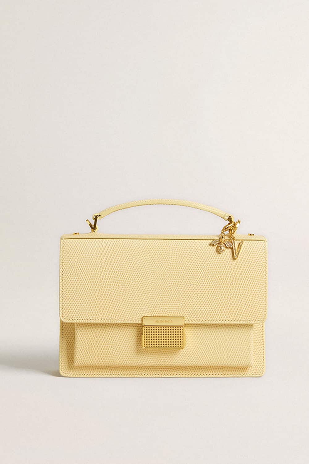 Letter V charm in gold-colored brass with crystals - Golden Goose Women