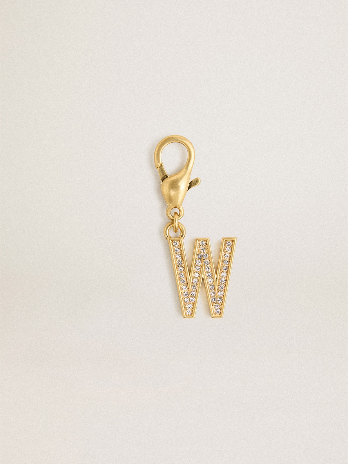 Letter W charm in gold-colored brass with crystals - Golden Goose Women