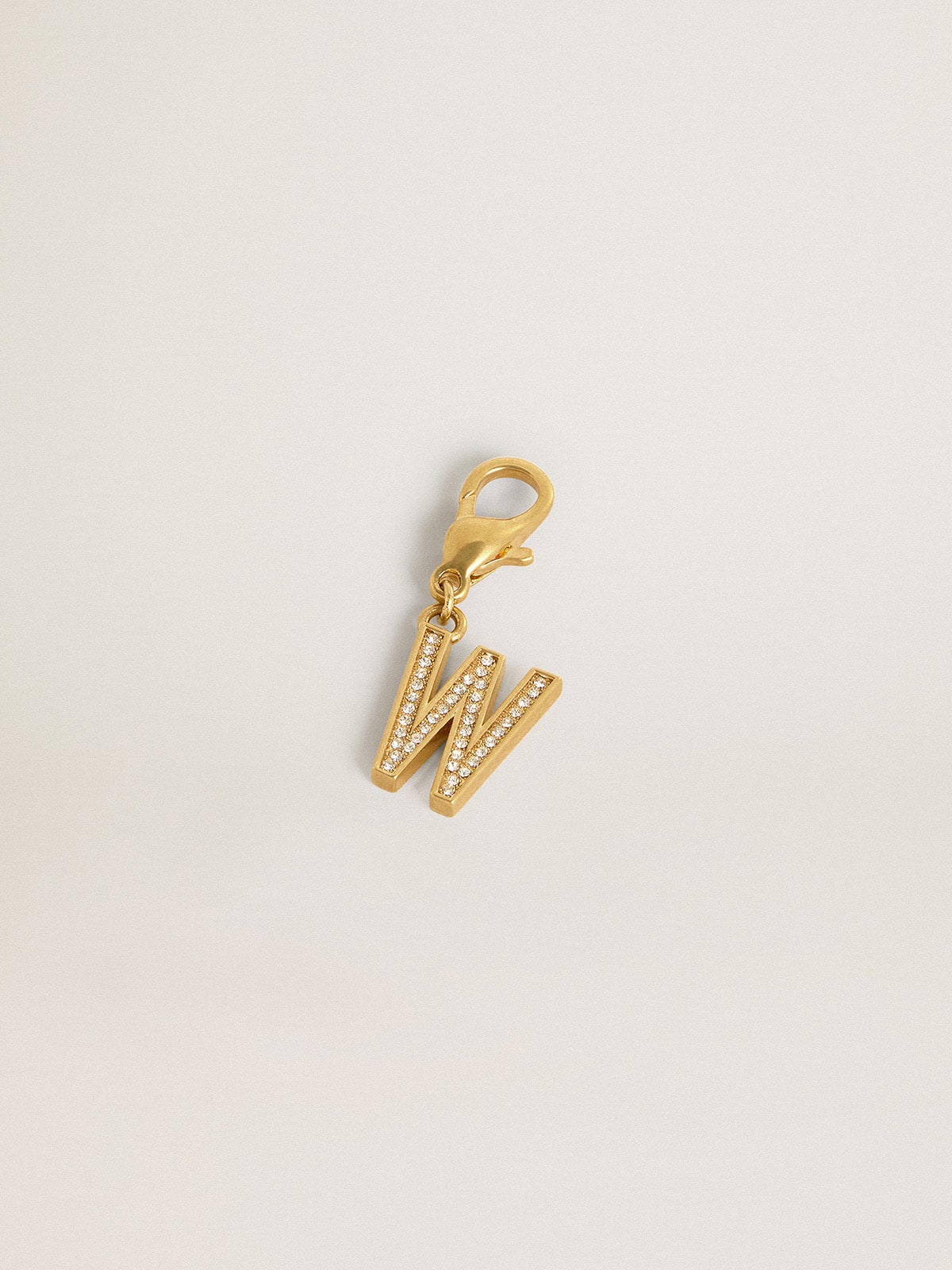 Letter W charm in gold-colored brass with crystals - Golden Goose Women