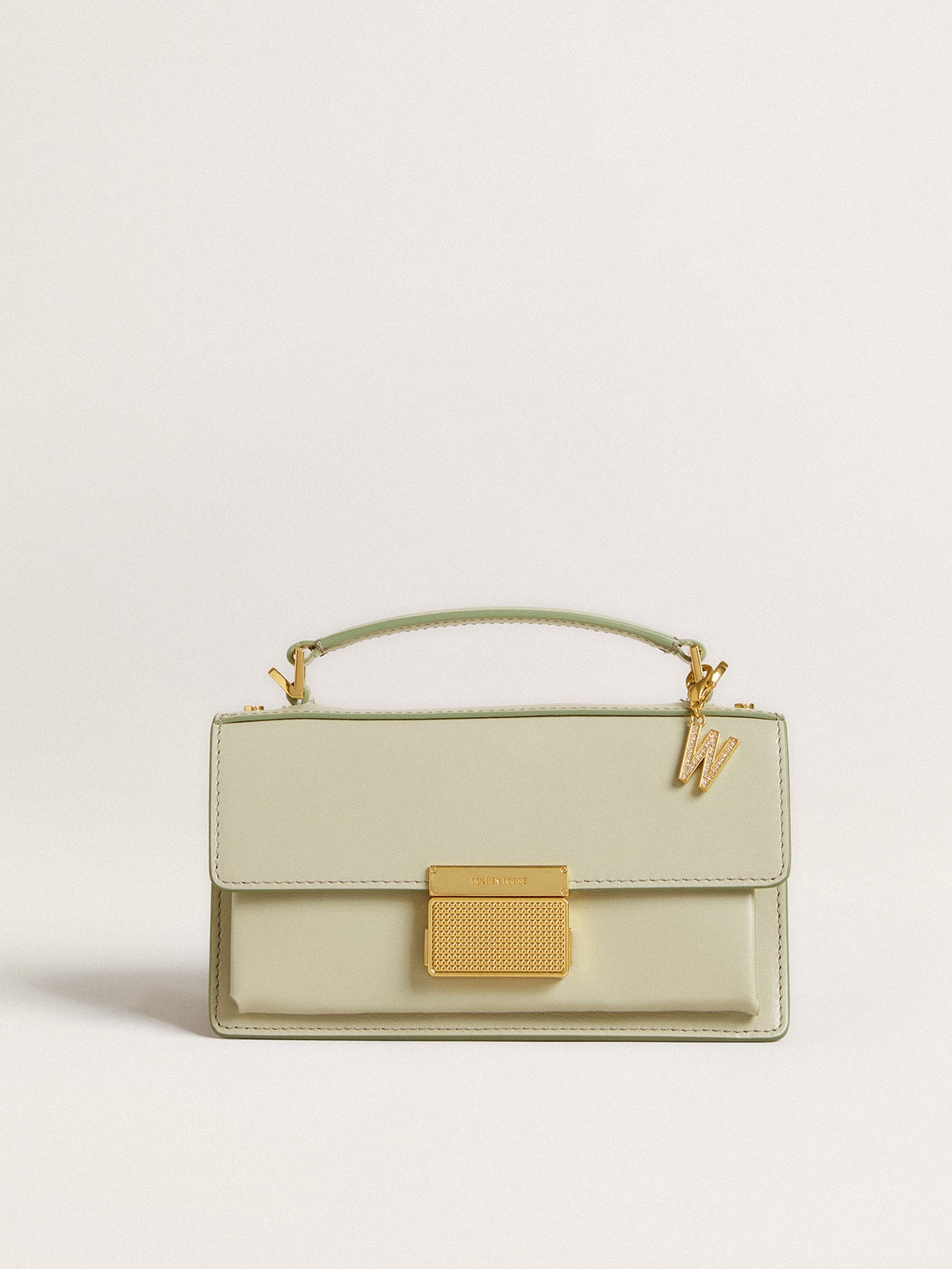 Letter W charm in gold-colored brass with crystals - Golden Goose Women