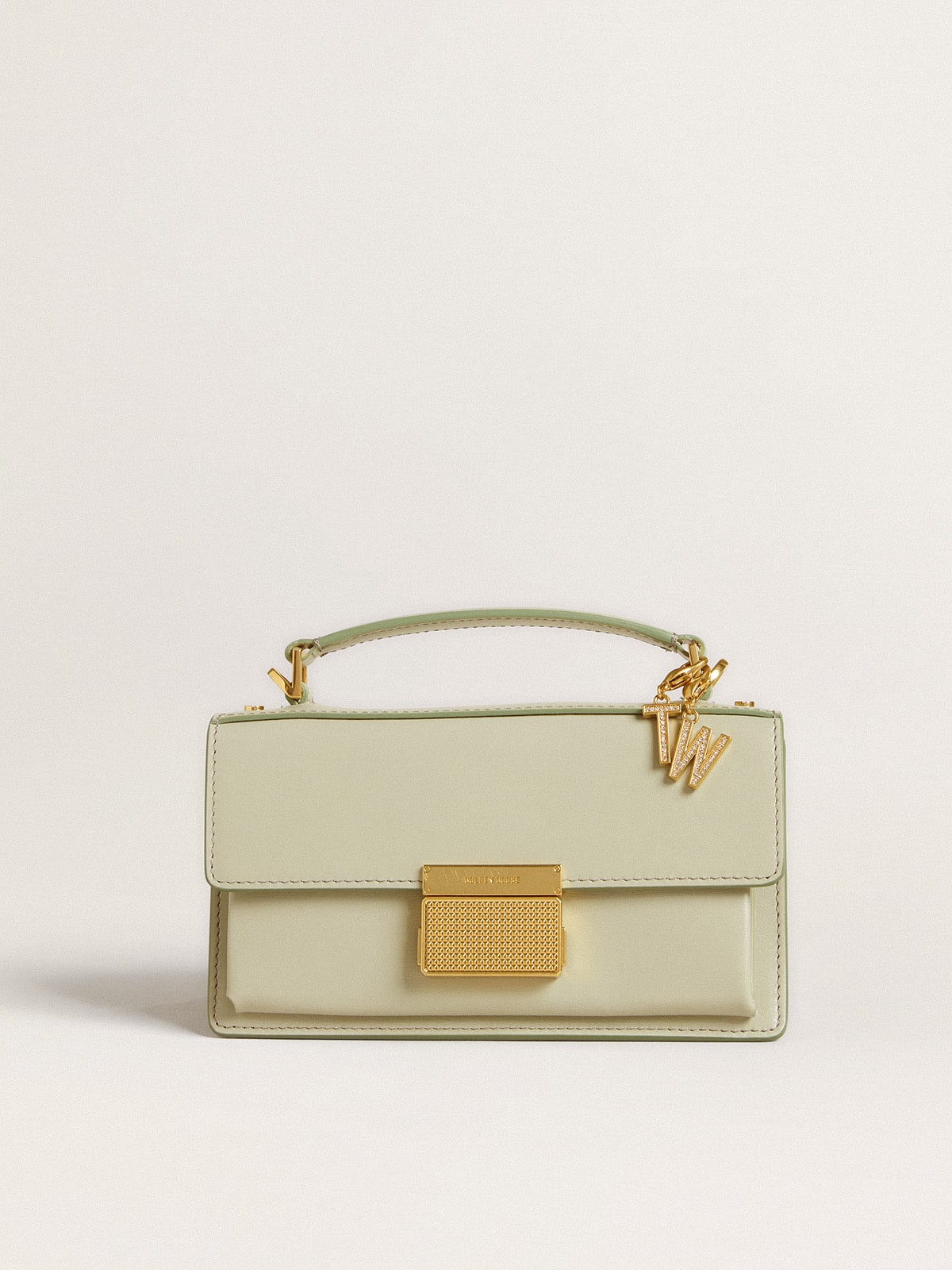 Letter W charm in gold-colored brass with crystals - Golden Goose Women