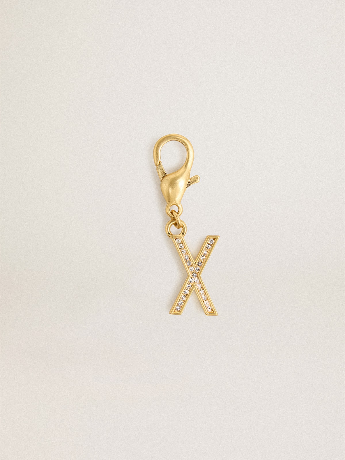 Letter X charm in gold-colored brass with crystals - Golden Goose Women