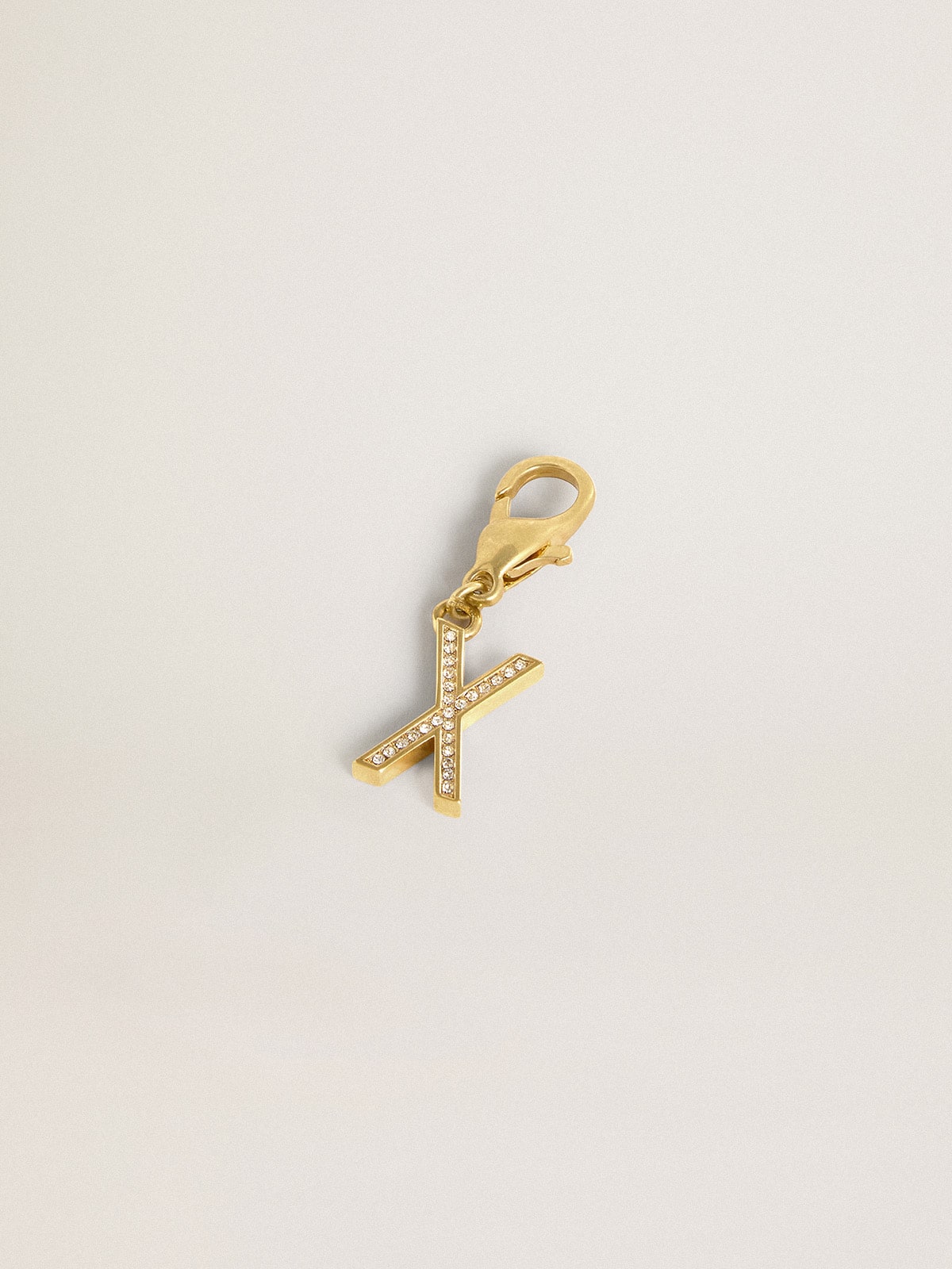 Letter X charm in gold-colored brass with crystals - Golden Goose Women
