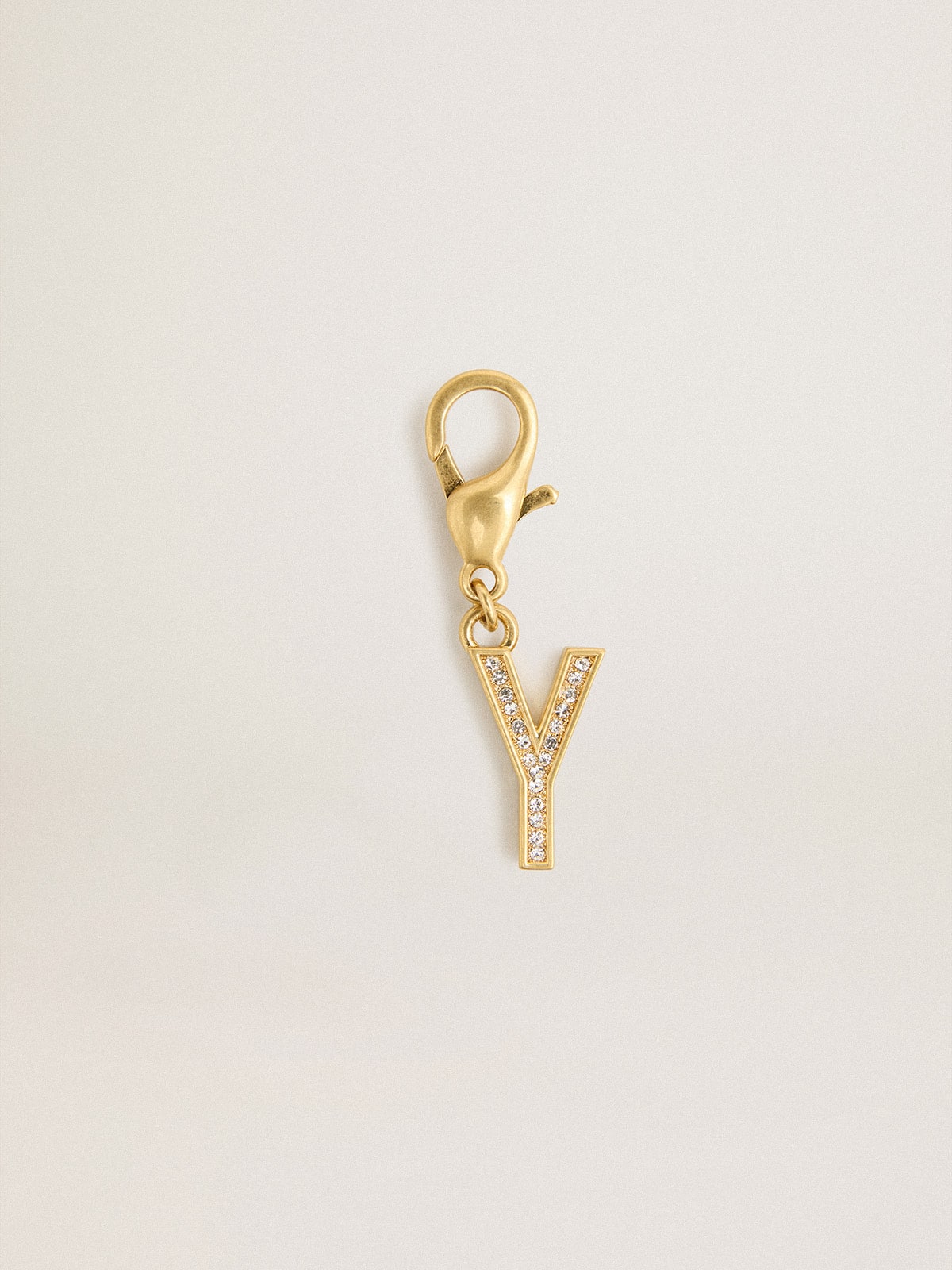 Letter Y charm in gold-colored brass with crystals - Golden Goose Women