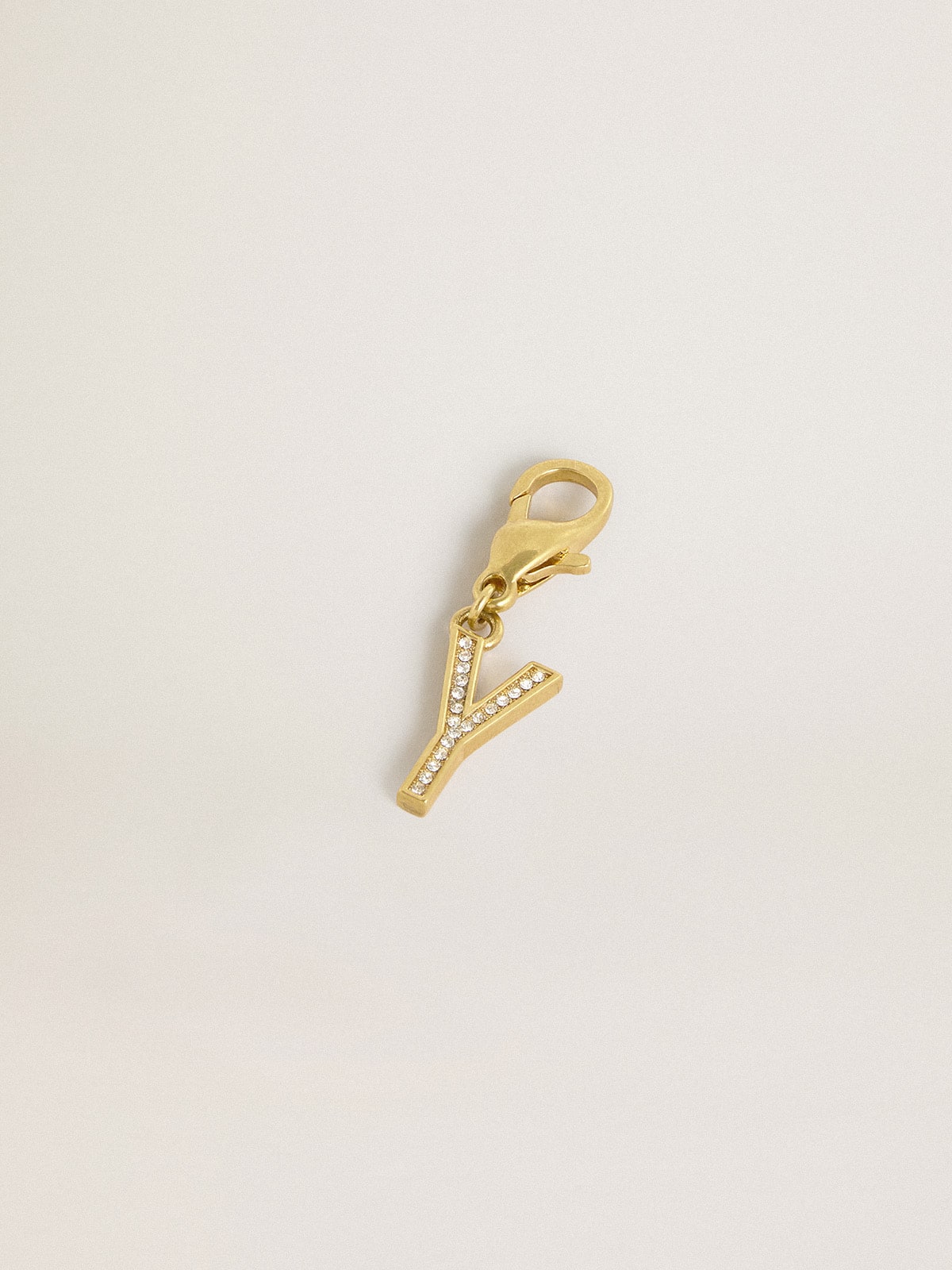 Letter Y charm in gold-colored brass with crystals - Golden Goose Women
