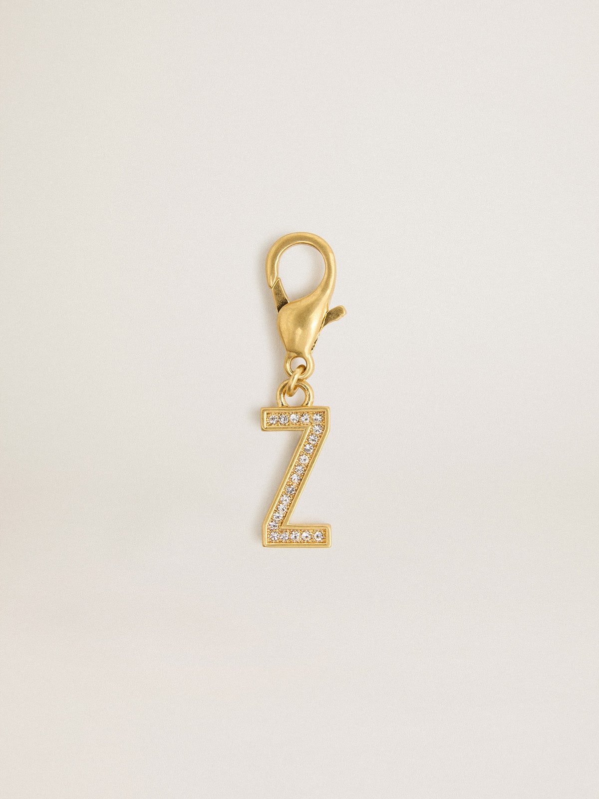 Letter Z charm in gold-colored brass with crystals - Golden Goose Women