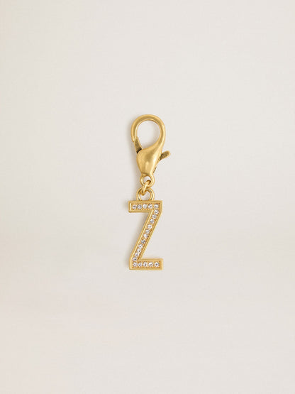 Letter Z charm in gold-colored brass with crystals - Golden Goose Women
