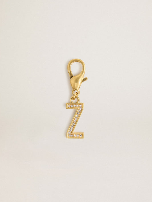 Letter Z charm in gold-colored brass with crystals - Golden Goose Women