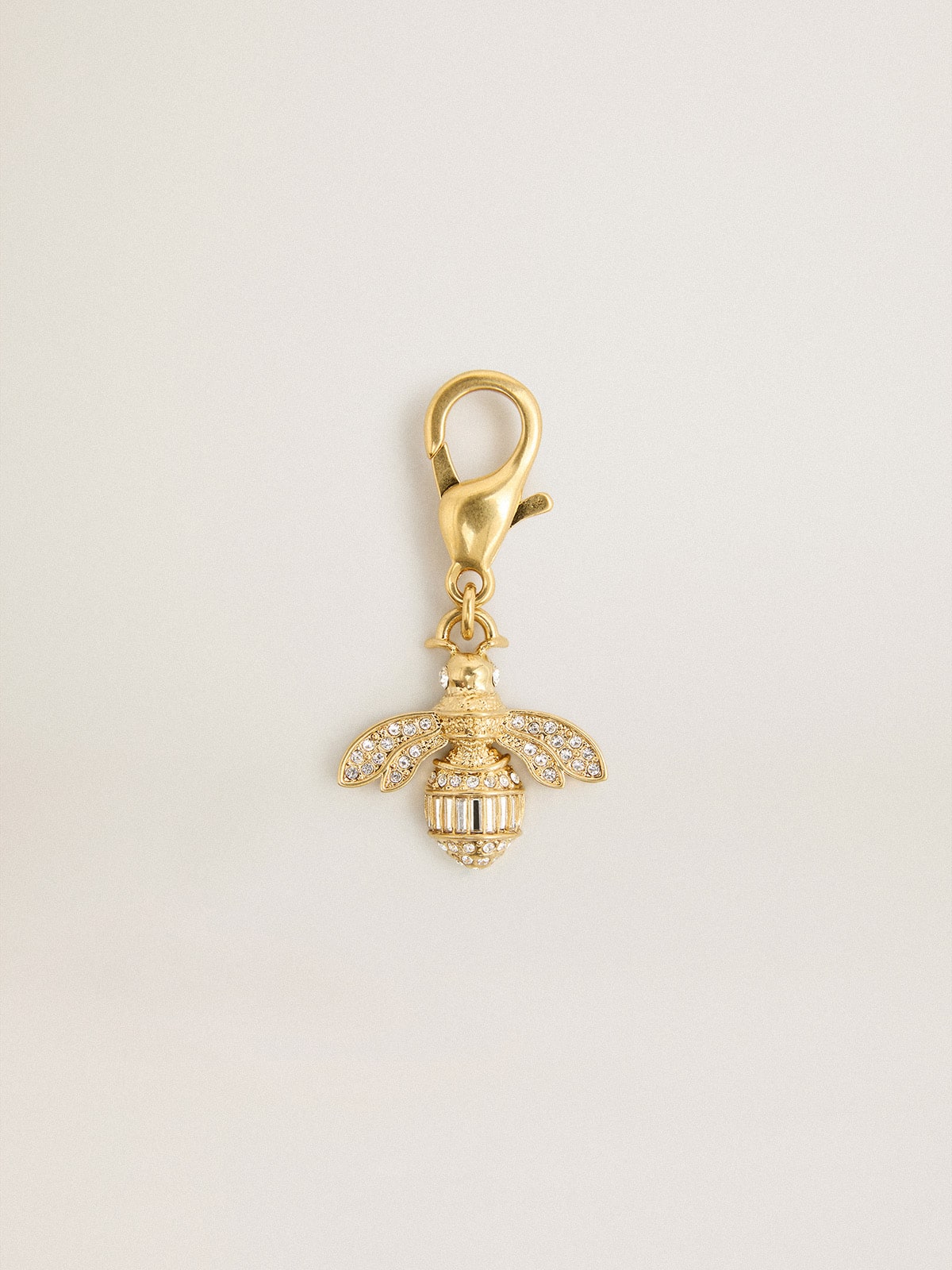Bee-shaped charm in gold-colored brass with crystals - Golden Goose Women