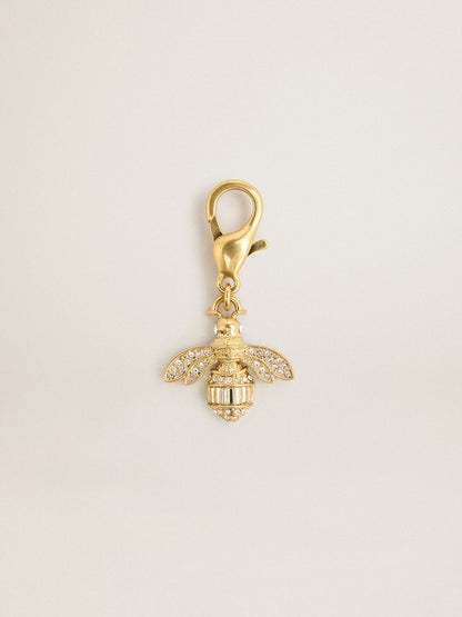Bee-shaped charm in gold-colored brass with crystals - Golden Goose Women