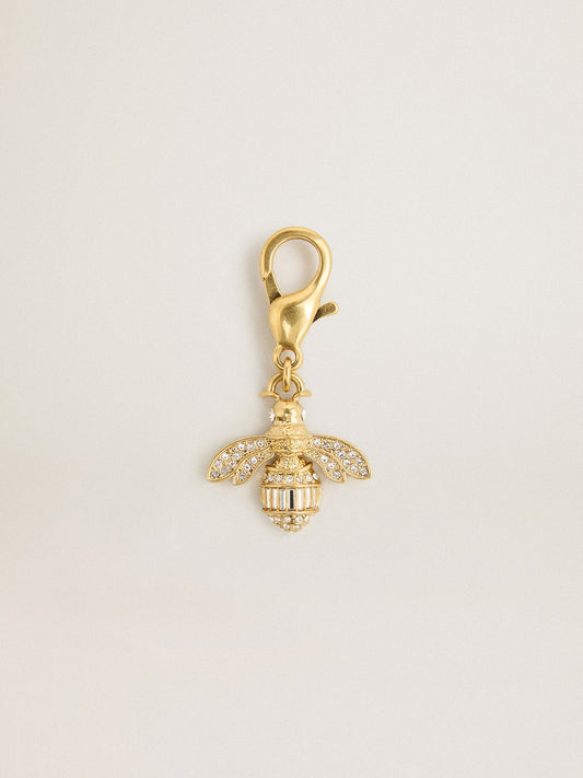 Bee-shaped charm in gold-colored brass with crystals - Golden Goose Women