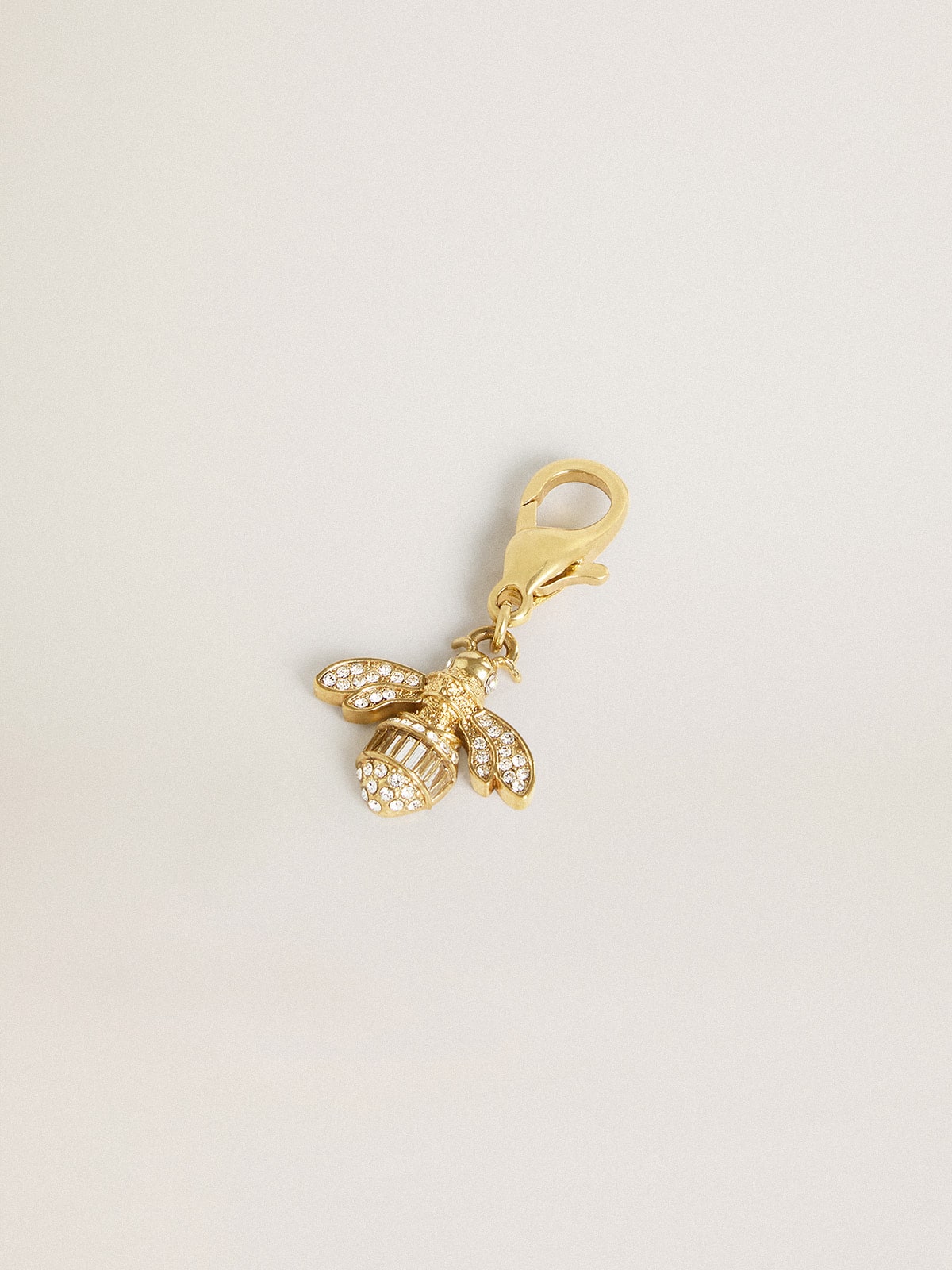 Bee-shaped charm in gold-colored brass with crystals - Golden Goose Women