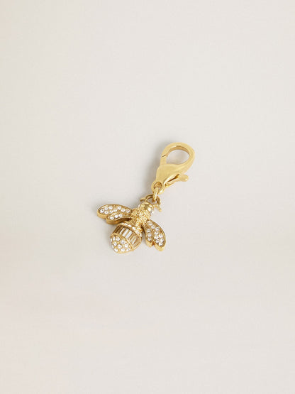 Bee-shaped charm in gold-colored brass with crystals - Golden Goose Women