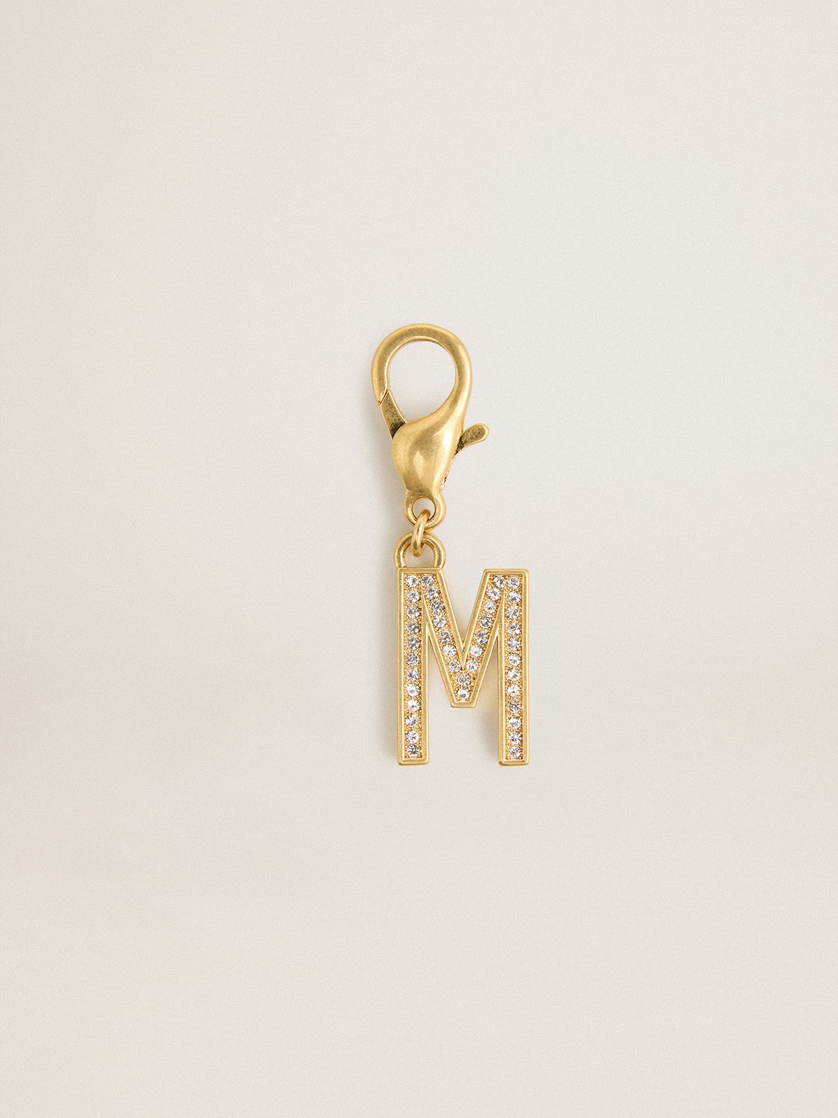 Letter M charm in gold-colored brass with crystals - Golden Goose Women