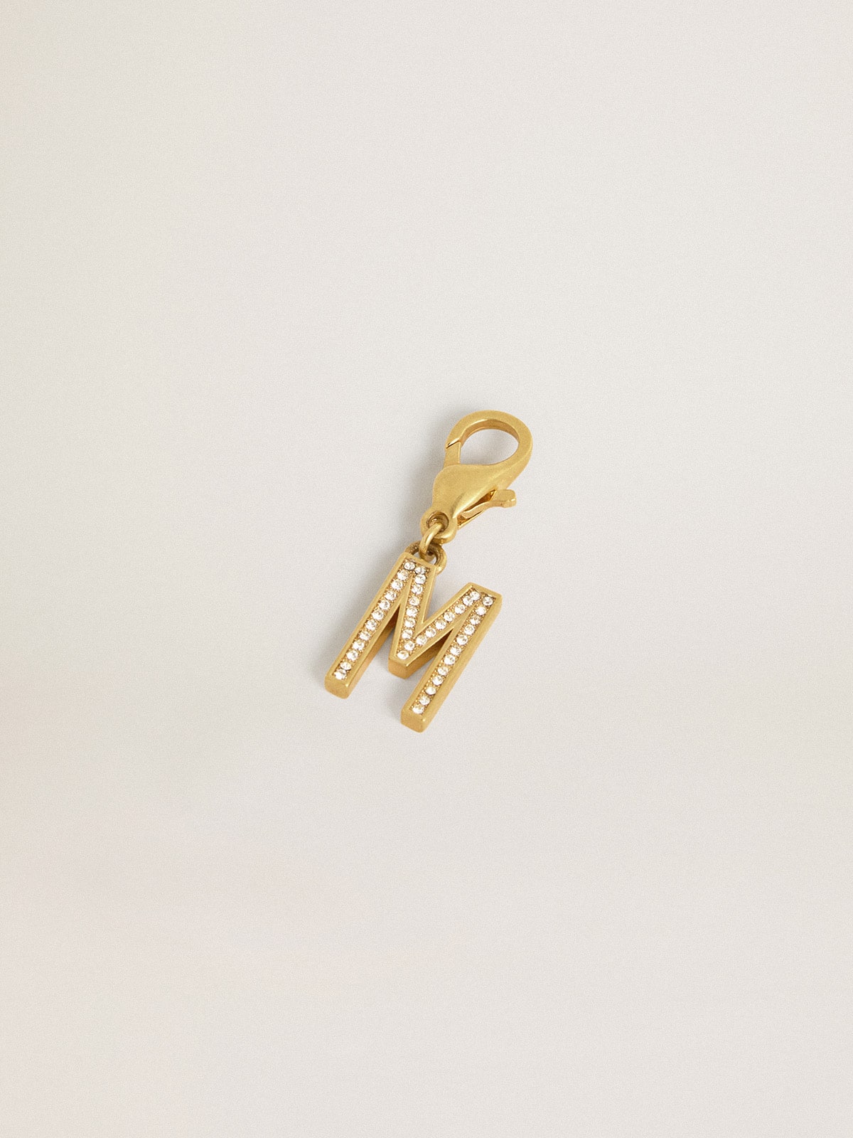 Letter M charm in gold-colored brass with crystals - Golden Goose Women