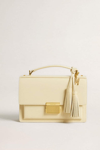 Letter M charm in gold-colored brass with crystals - Golden Goose Women