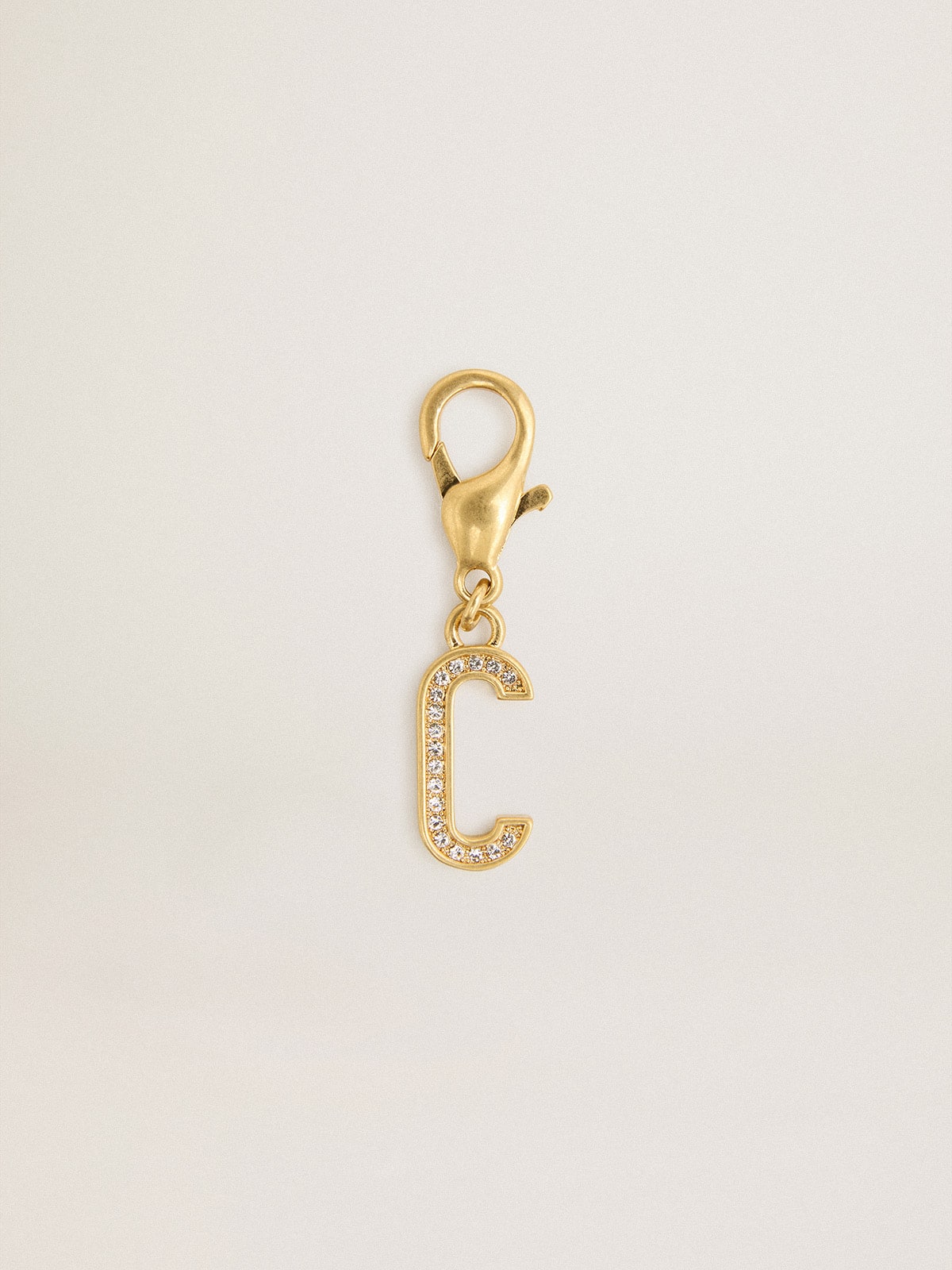 Letter C charm in gold-colored brass with crystals - Golden Goose Women