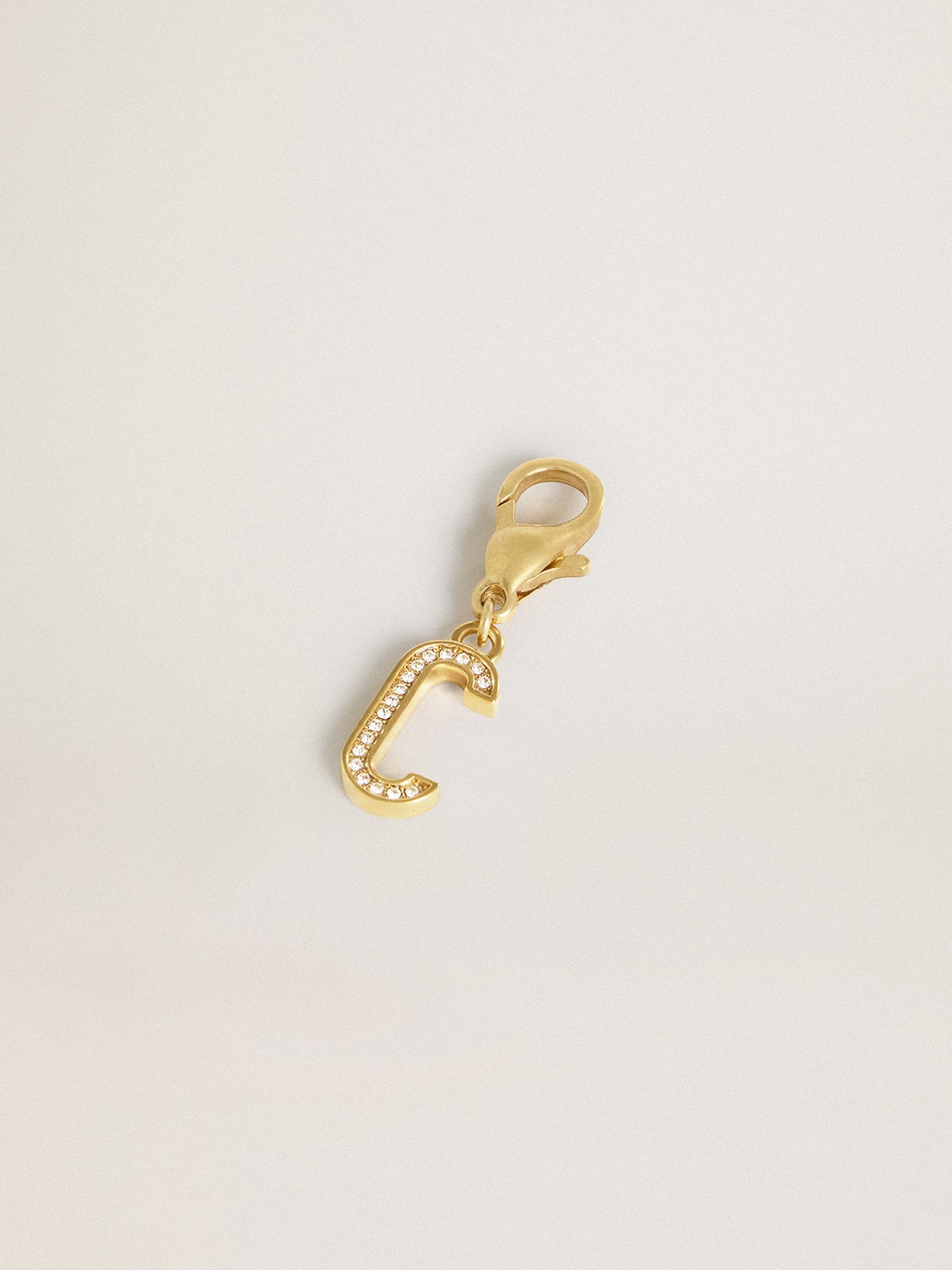 Letter C charm in gold-colored brass with crystals - Golden Goose Women