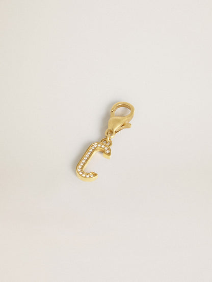Letter C charm in gold-colored brass with crystals - Golden Goose Women
