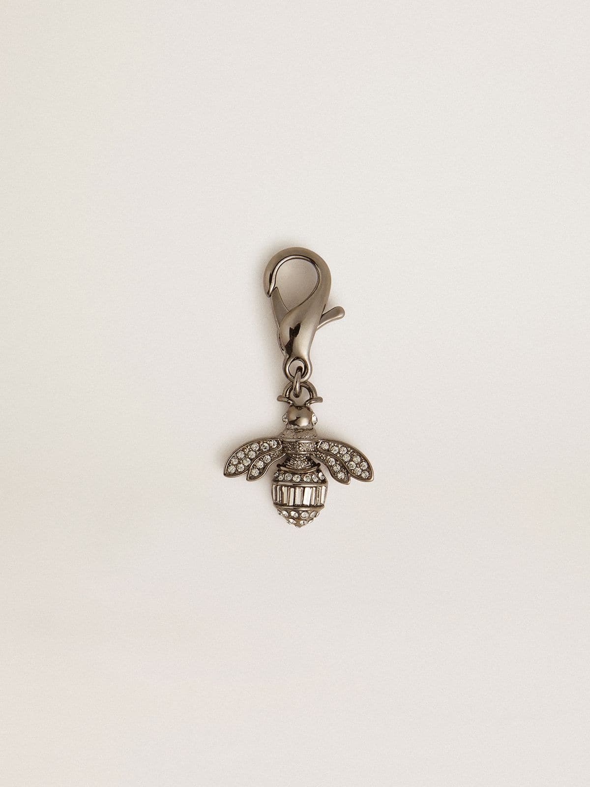 Bee-shaped charm in silver-colored brass with crystals - Golden Goose Women