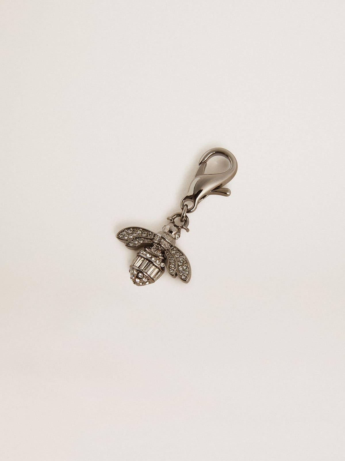 Bee-shaped charm in silver-colored brass with crystals - Golden Goose Women