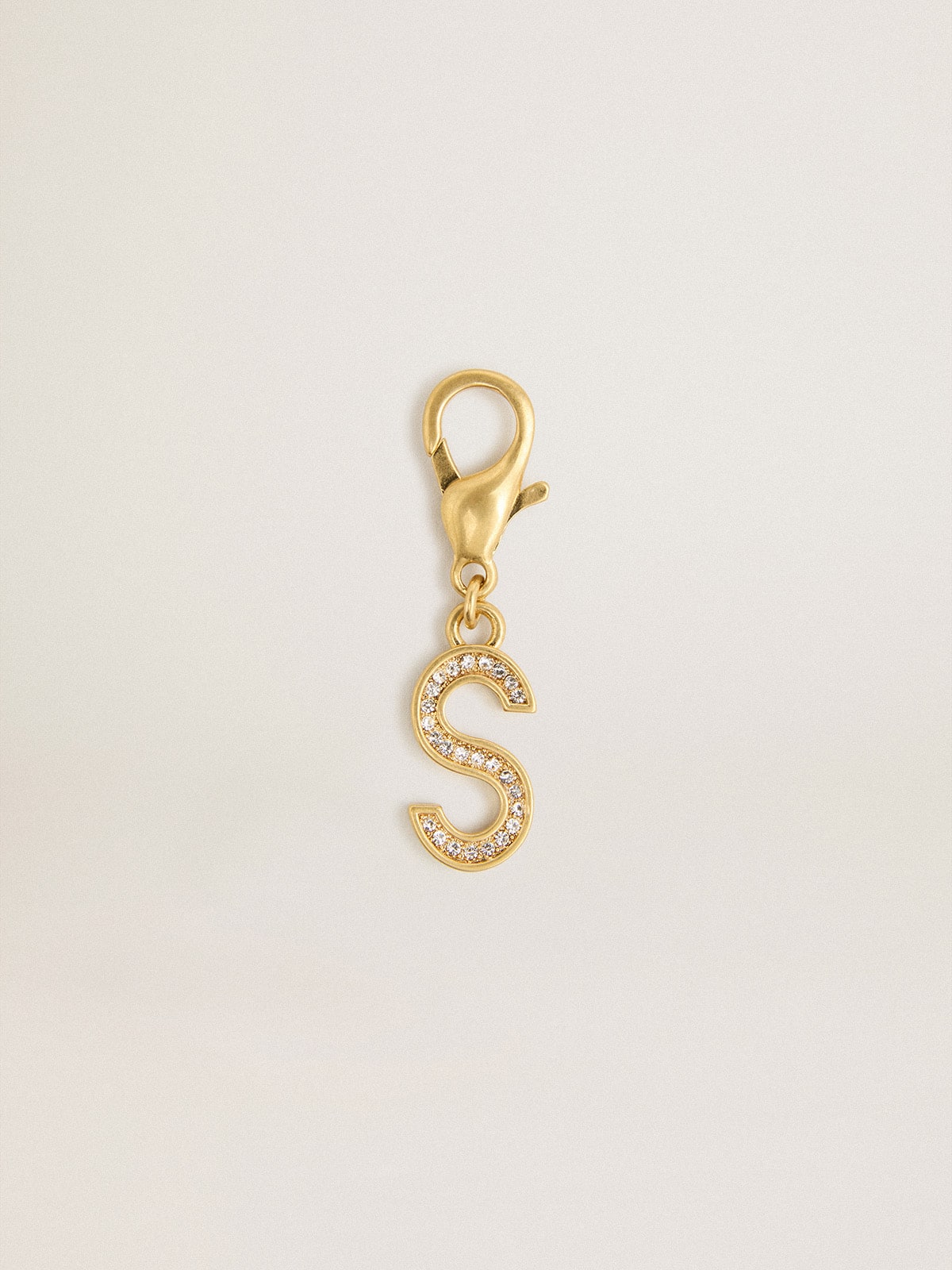 Letter S charm in gold-colored brass with crystals - Golden Goose Women
