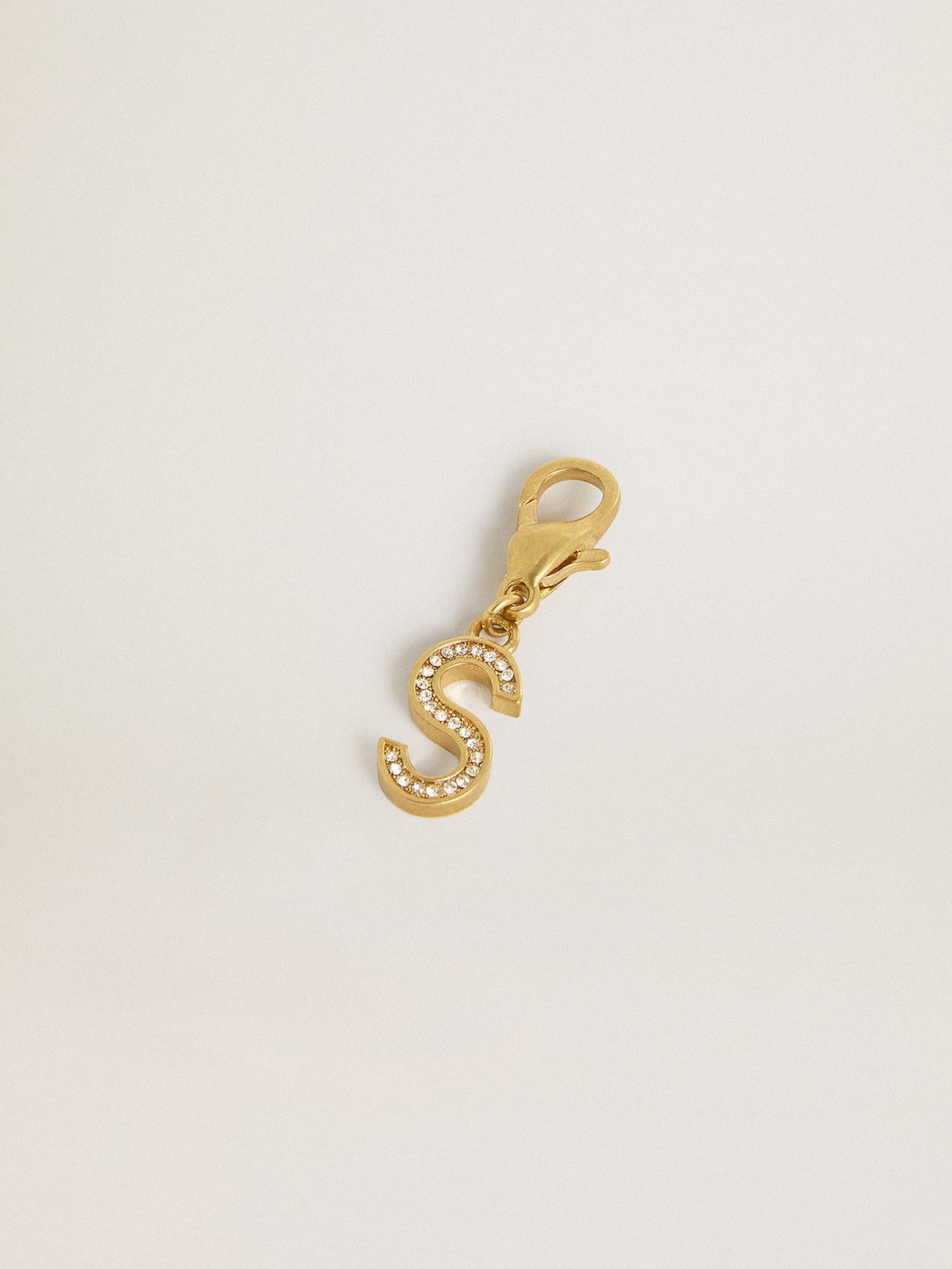 Letter S charm in gold-colored brass with crystals - Golden Goose Women