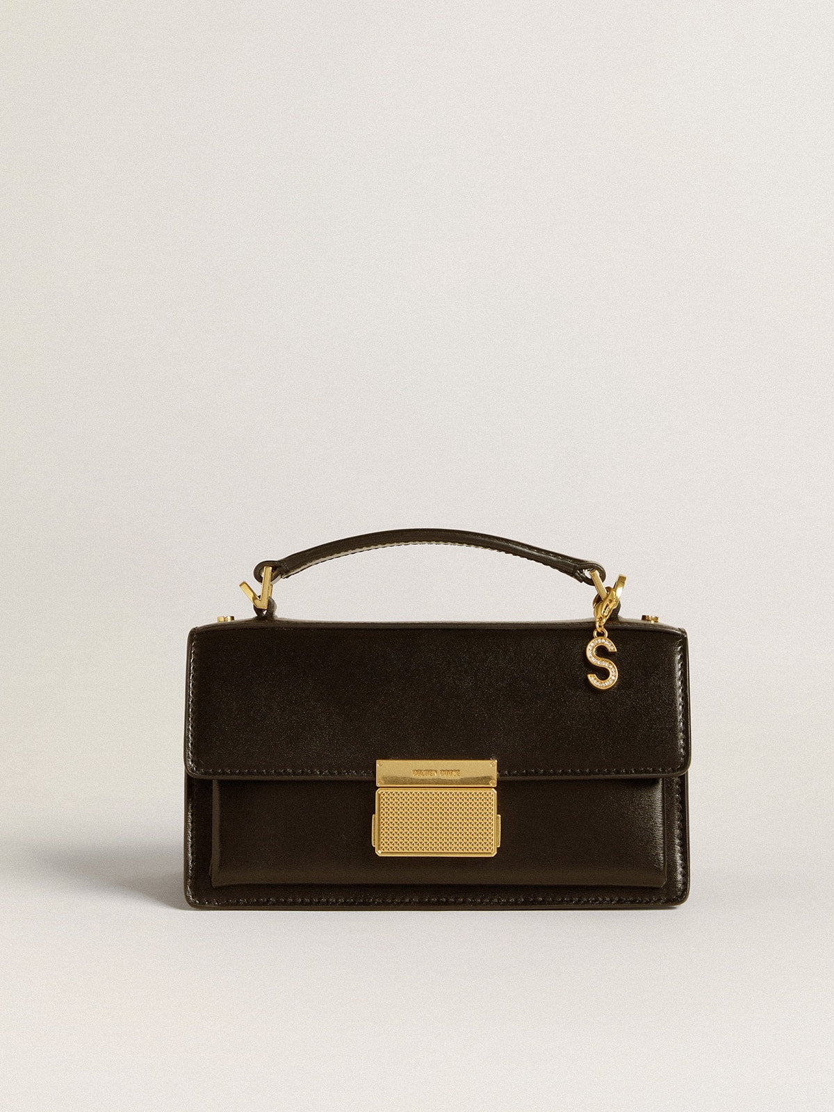 Letter S charm in gold-colored brass with crystals - Golden Goose Women
