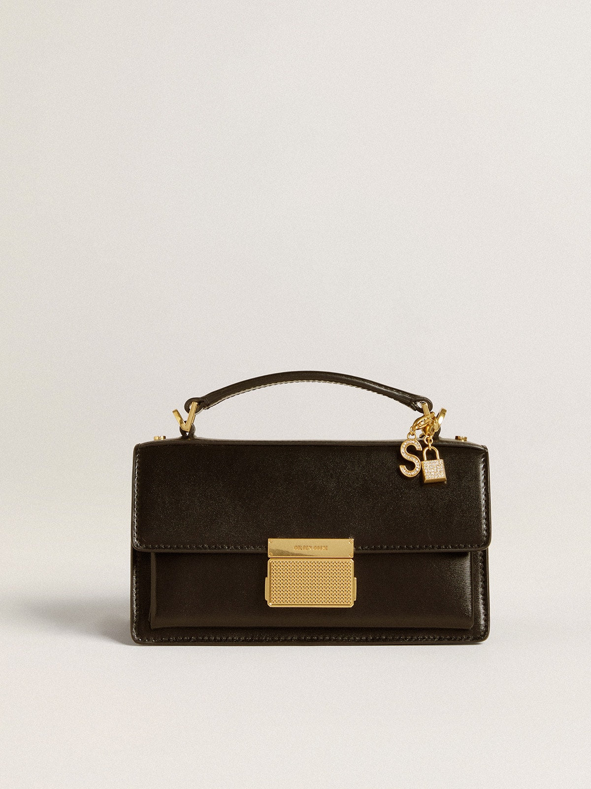 Letter S charm in gold-colored brass with crystals - Golden Goose Women