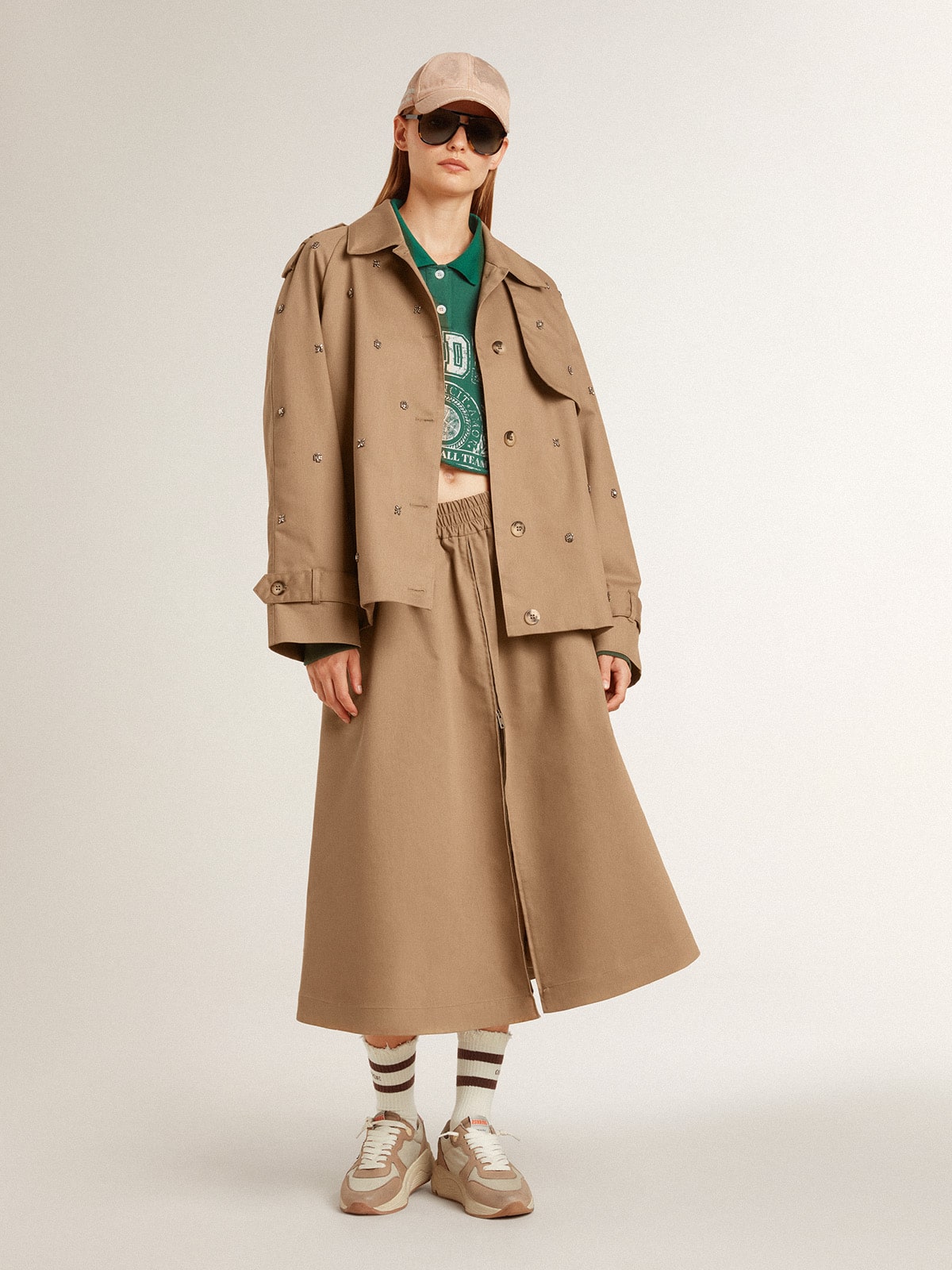 Worn-white socks with distressed details and brown stripes - Golden Goose Women|Men