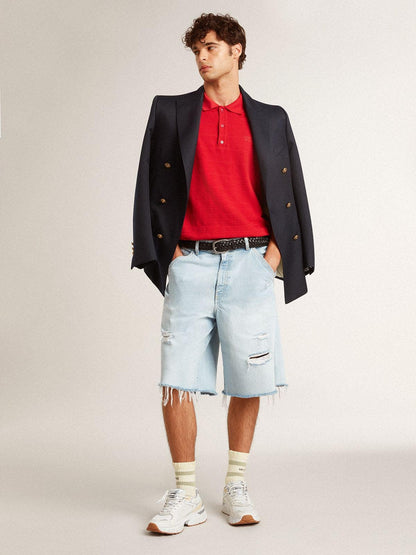 Worn-white socks with distressed details and sage-green stripes - Golden Goose Women|Men