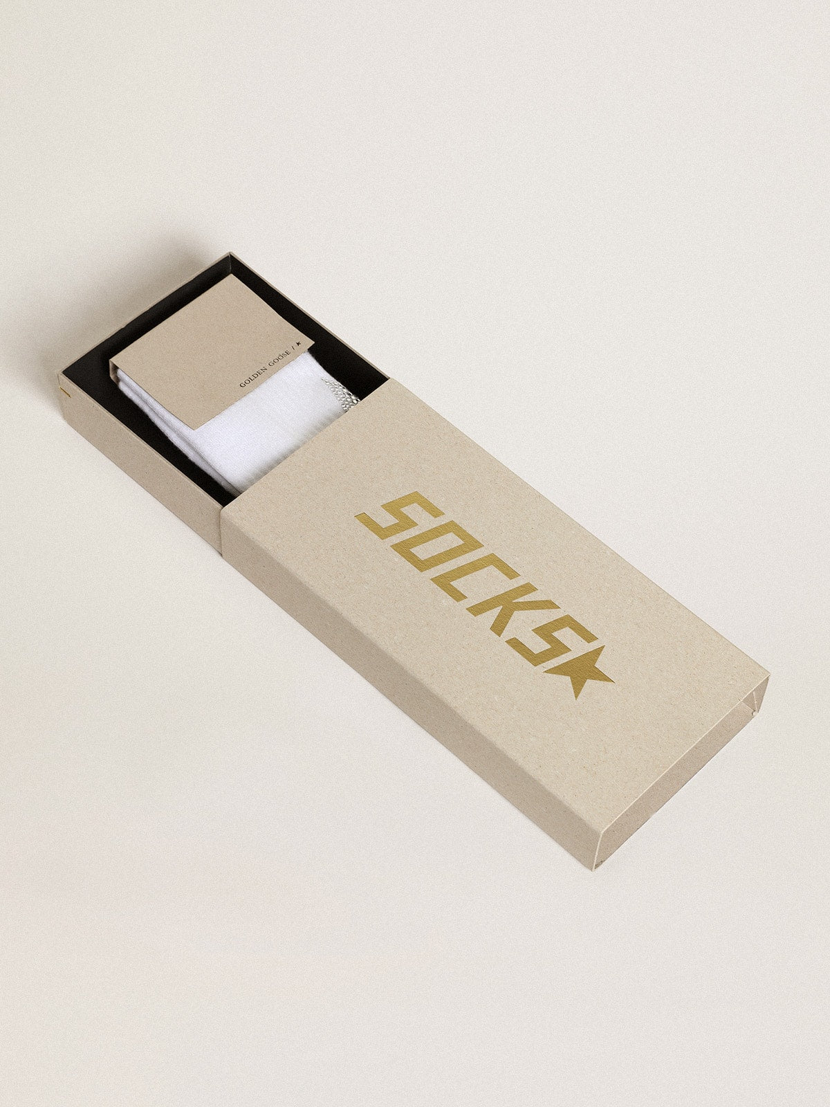 White socks with crystal star on the back - Golden Goose Women|Men