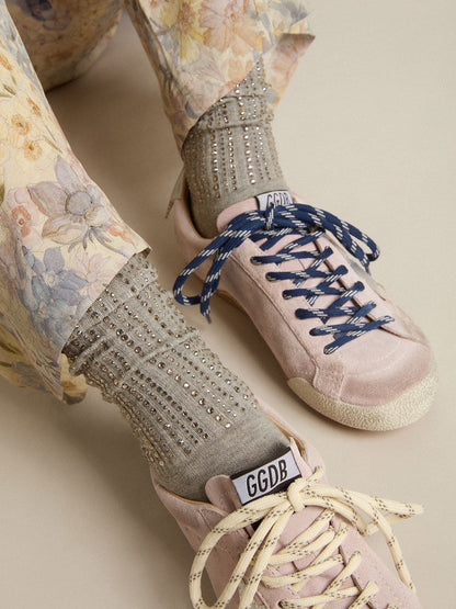 Gray socks with crystals on the leg - Golden Goose Women