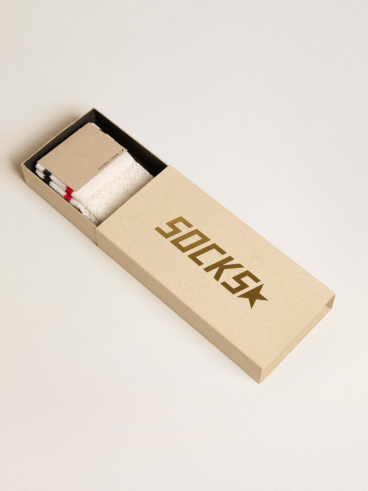 Long ribbed socks in vintage white with two-tone stripes - Golden Goose Women|Men