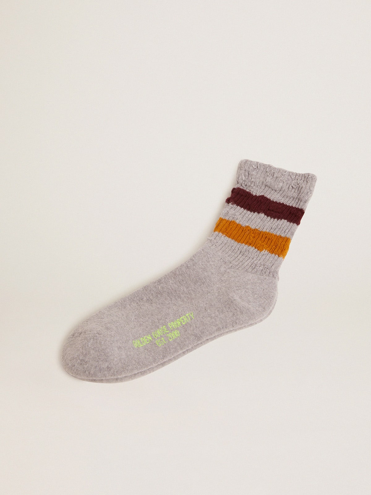 Melange grey socks with distressed details and two-tone stripes - Golden Goose Women|Men