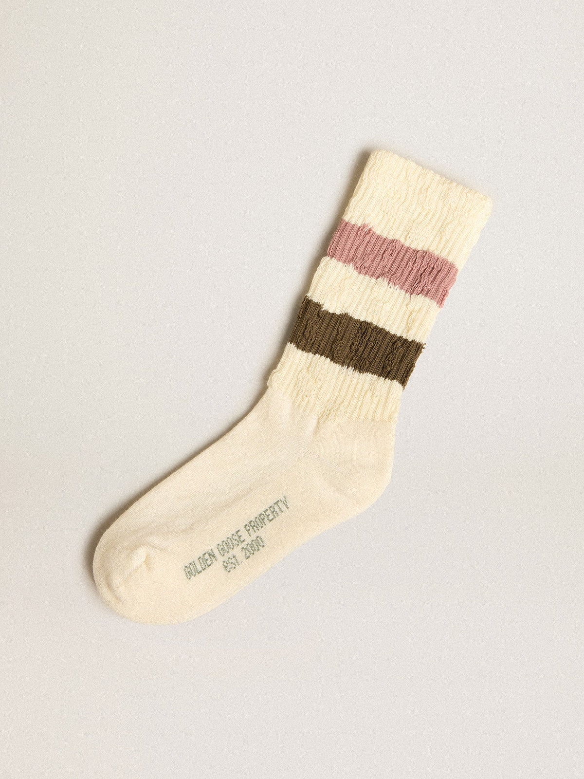 Socks in aged white with multicolor stripes - Golden Goose Women|Men