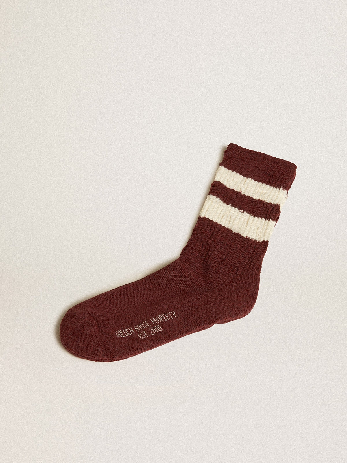 Purple socks with distressed details and worn-white stripes - Golden Goose Women|Men