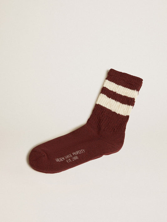 Purple socks with distressed details and worn-white stripes - Golden Goose Women|Men