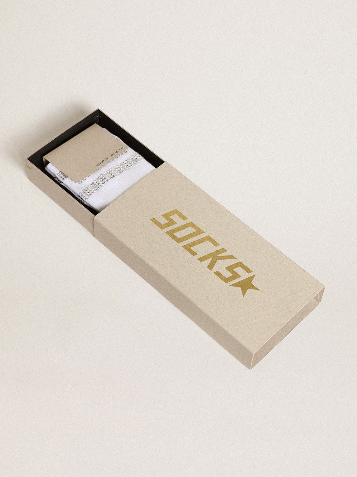 Unisex socks in white cotton with decorative crystals - Golden Goose Women|Men