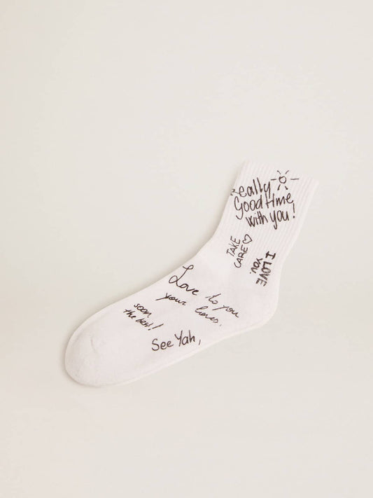 Optical white socks with black lettering - Golden Goose Women|Men