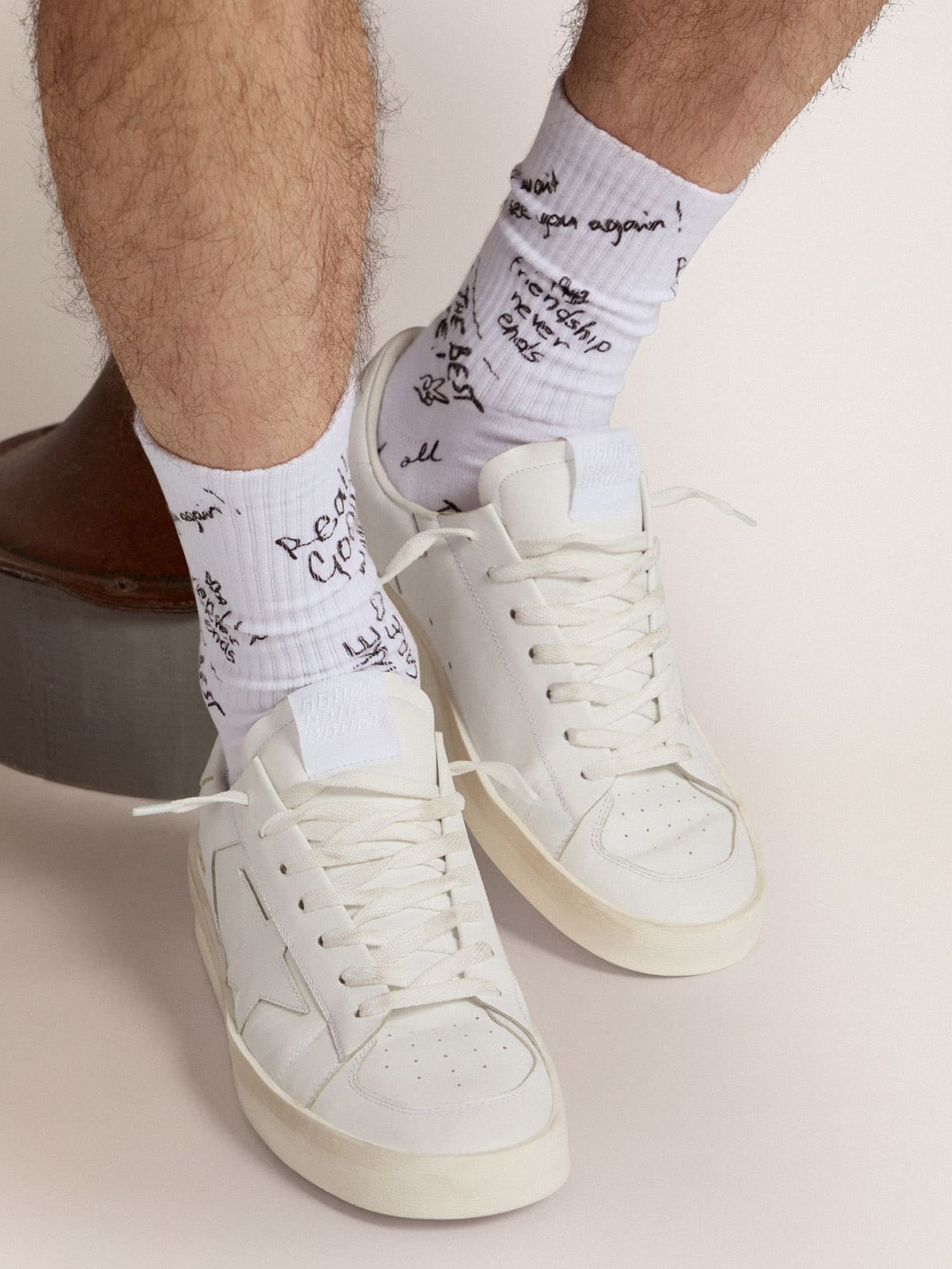 Optical white socks with black lettering - Golden Goose Women|Men