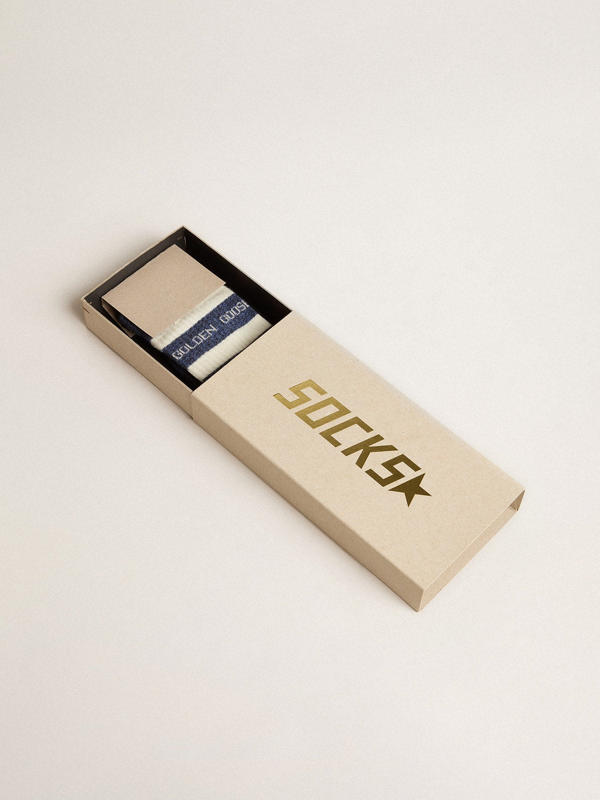 Blue socks with contrasting white stripes and white logo - Golden Goose Women|Men