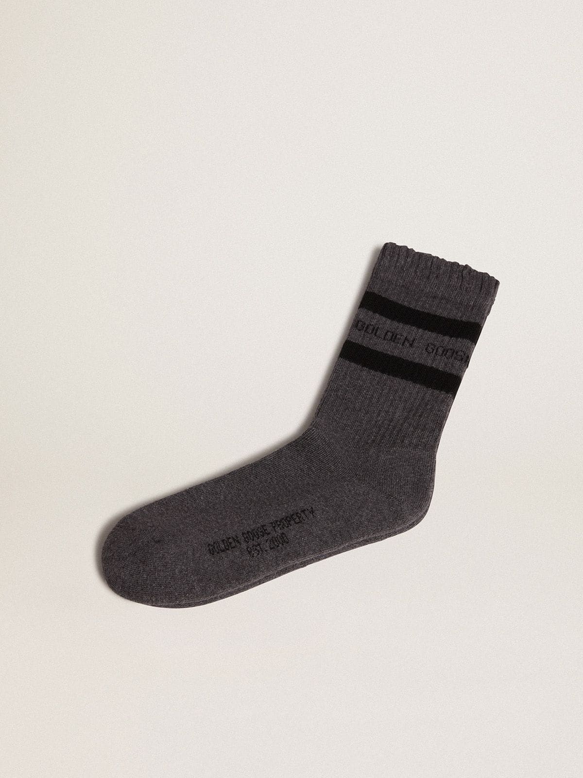 Grey socks with distressed details and black stripes - Golden Goose Women|Men