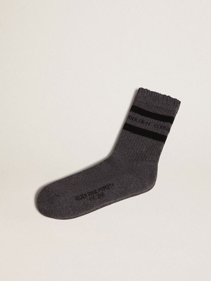 Grey socks with distressed details and black stripes - Golden Goose Women|Men